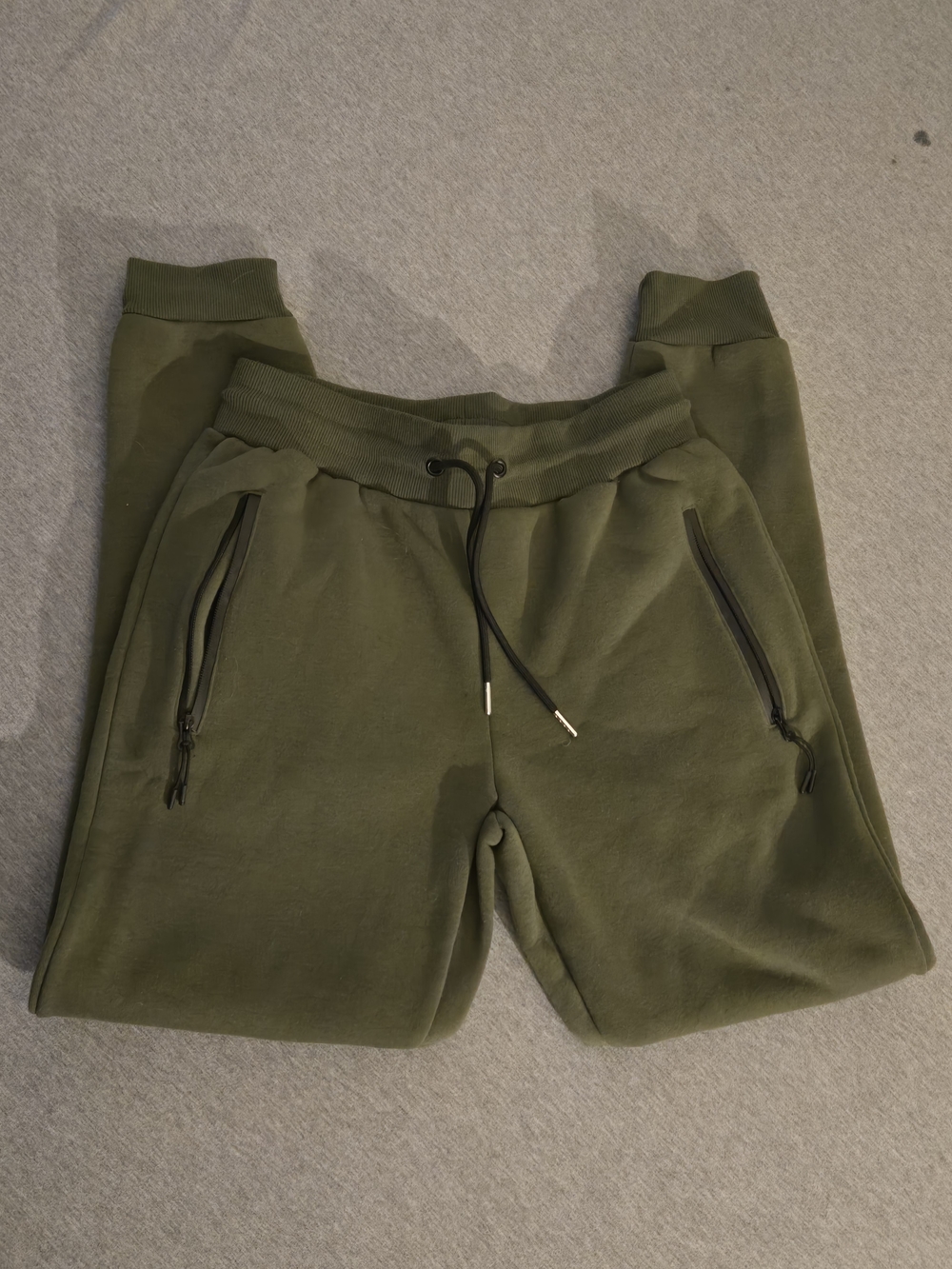 Kids Olive Green Jogger Sweatpants with Zipper Pockets